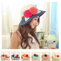 Flower Charm Lady Summer Braided Hats